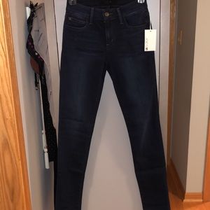Joe’s Jeans the Honey curvy skinny, dark blue.